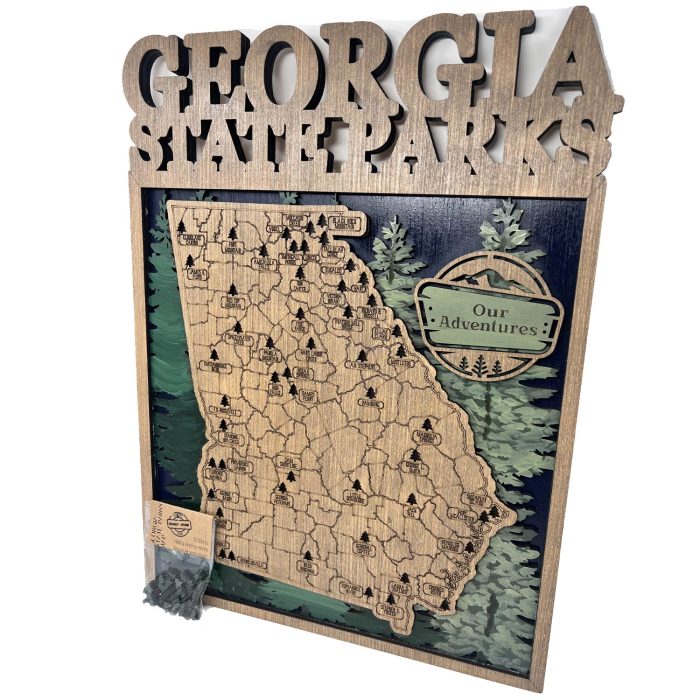 Georgia State Parks Wood Map Side