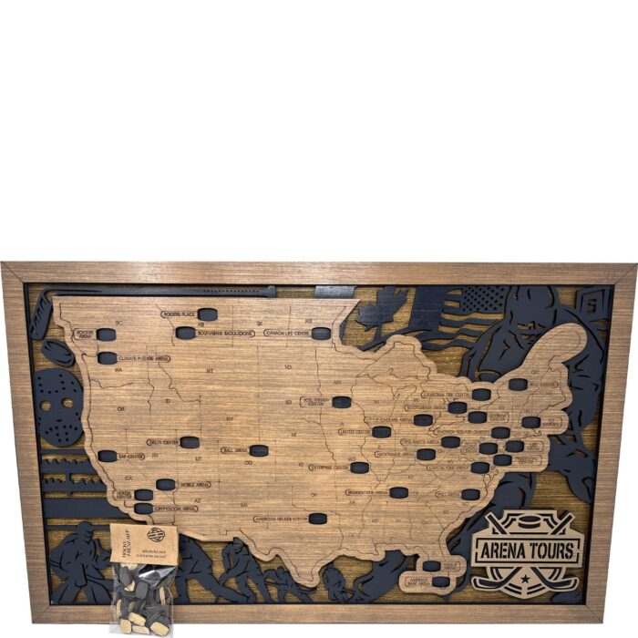 NHL Stadiums Wood Map