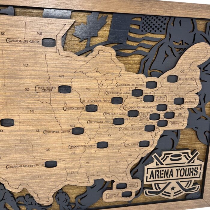 NHL Stadiums Wood Map