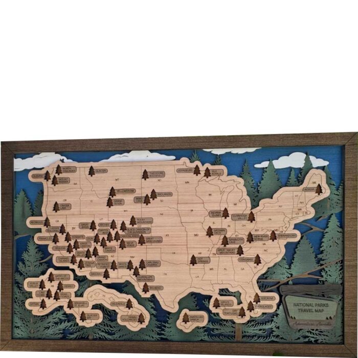 National Parks Wood Map