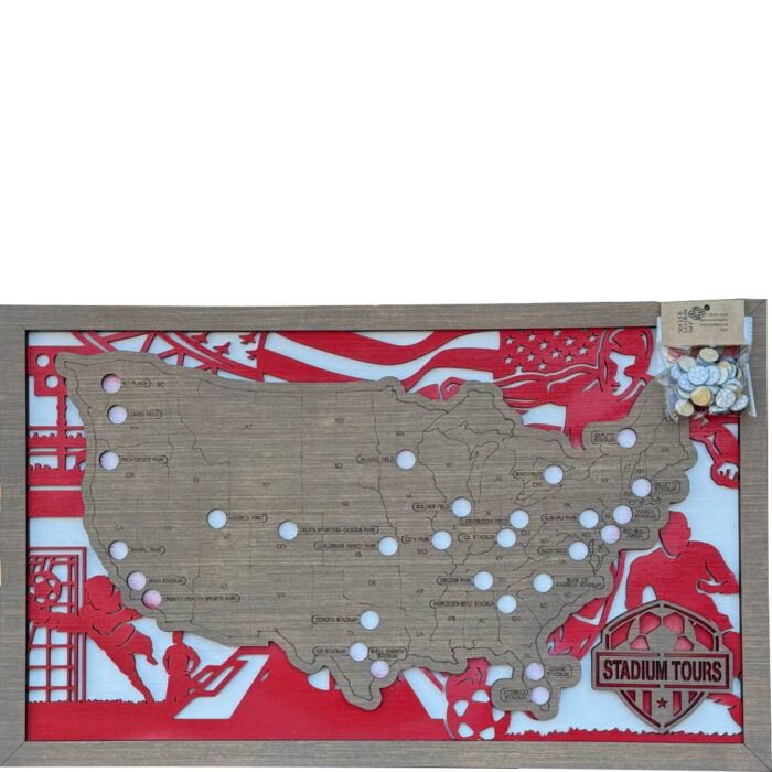 Soccer Stadiums Wood Map