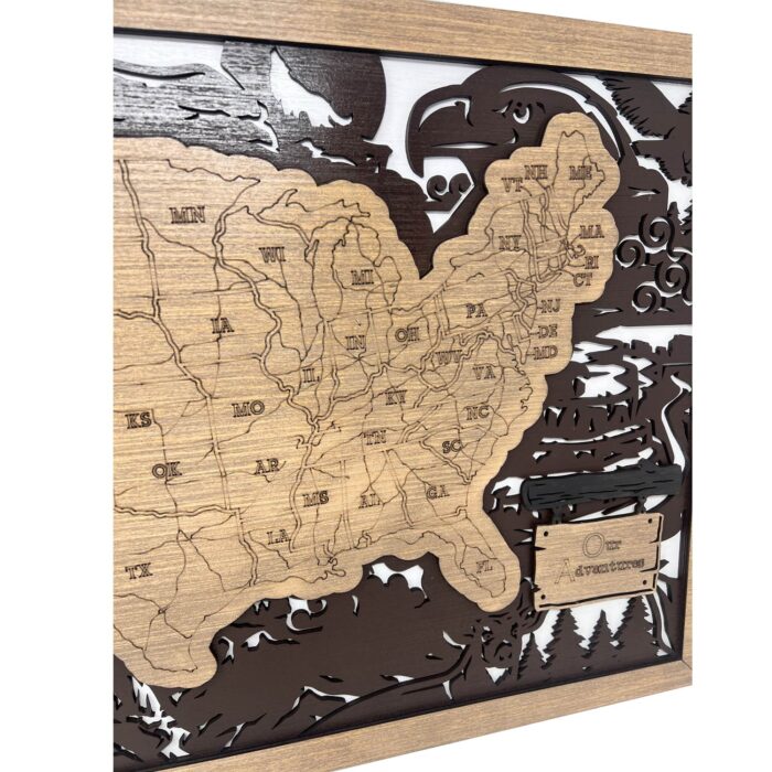 US Travel Wood Map Close Up