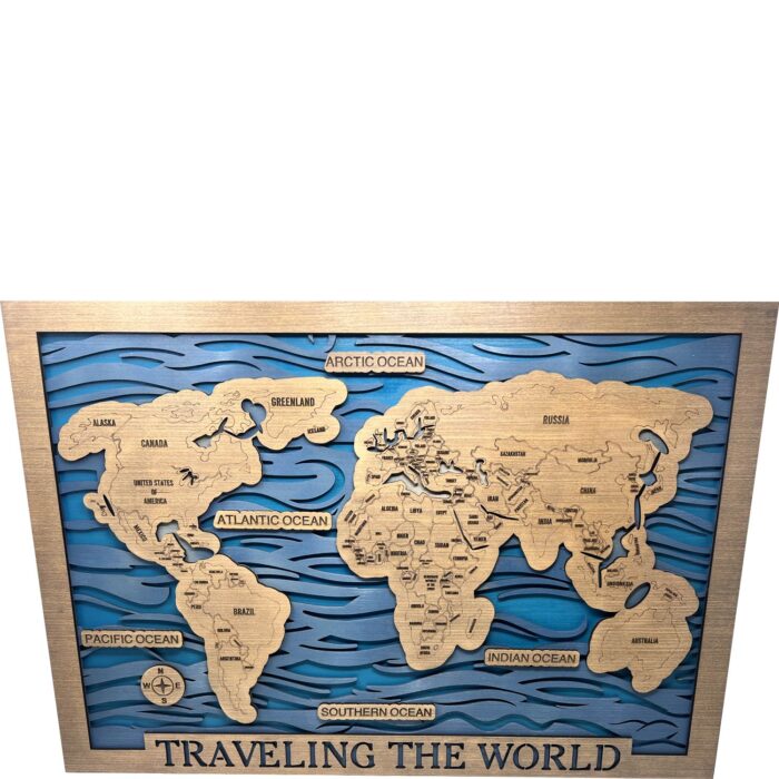 World Travel Wood Map